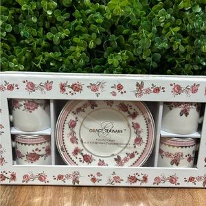 Great teaware NWT fine porcelain Floral Espresso Cup and Saucer